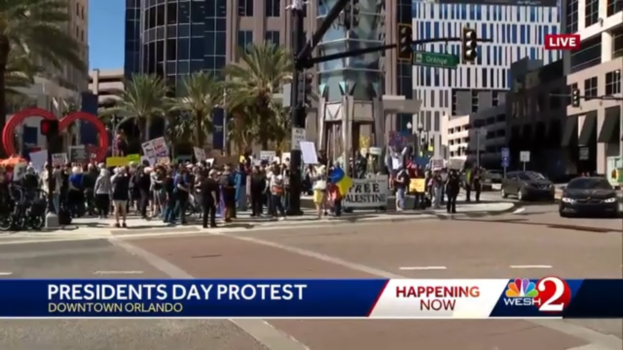 Presidents Day protest draws hundreds to downtown Orlando