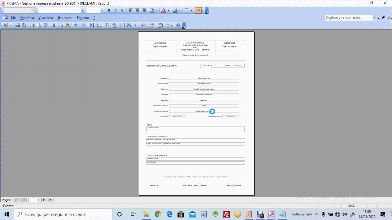 Software Microsoft Access Prisma - RECLAMI DEL CLIENTE (ISO)