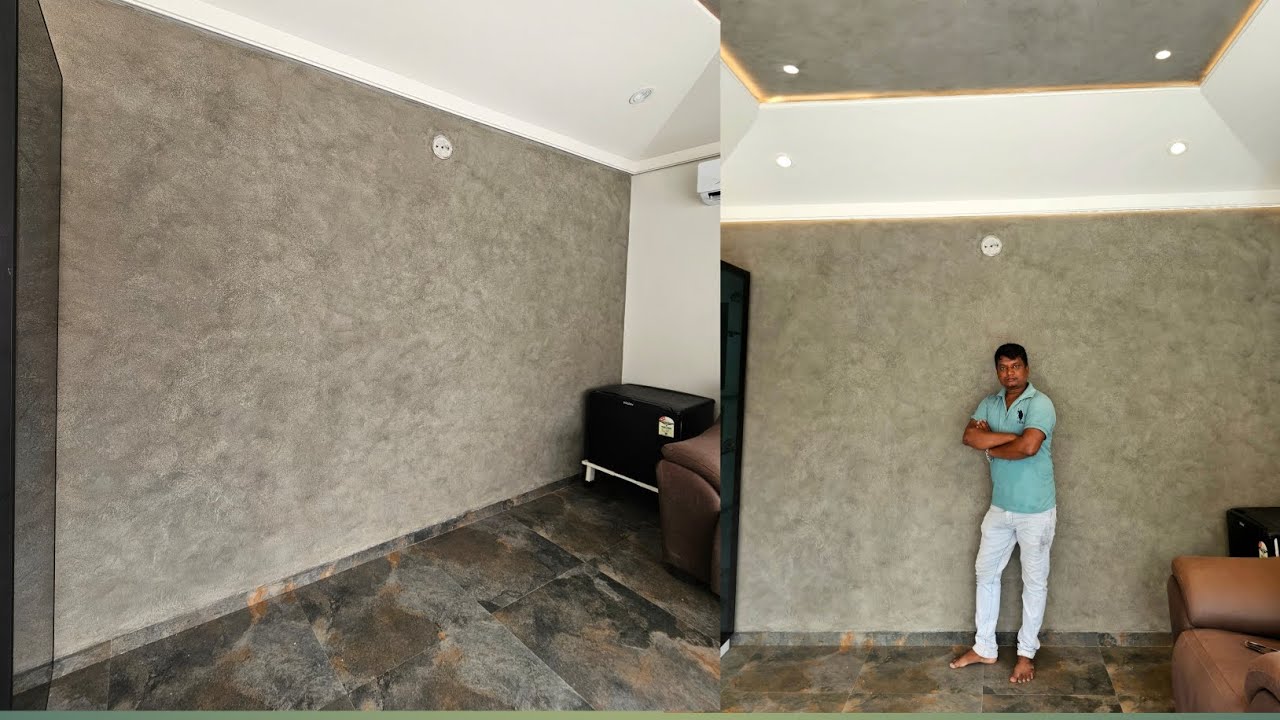 Archi concrete texture design by Asian paint concrete texture in home decor 👌 ✨️