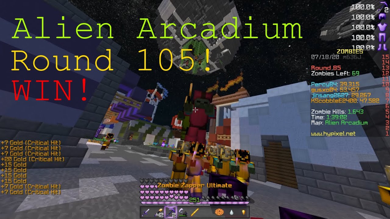 Alien Arcadium WIN (Round 105) #5 - Time: 2:05:04 - Hypixel Zombies