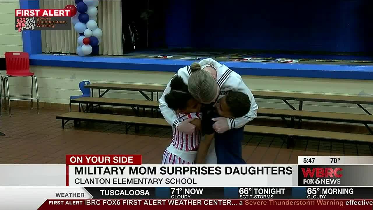Military mom surprises daughters in Clanton