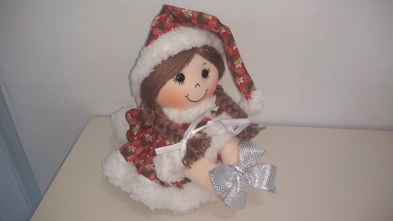 BONECA NATALINA PESO DE PORTA E DECORAÇÃO