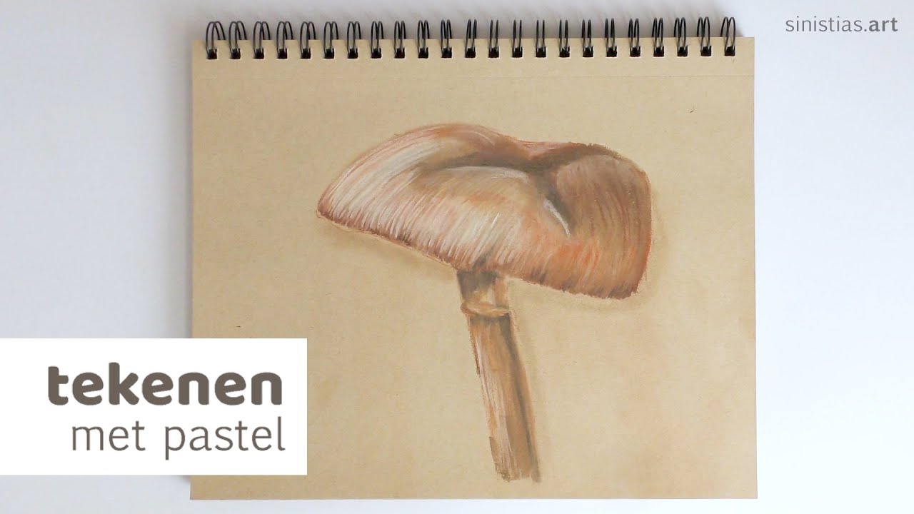 Drawing with pastel, toadstool / Tekenen met pastelkrijt, paddenstoel - 005 - DIY