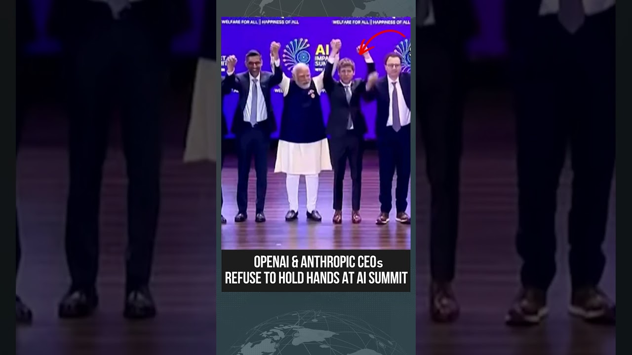 OpenAI and Anthropic CEOs Avoid Holding Hands in AI Impact Summit in New Delhi | #shorts