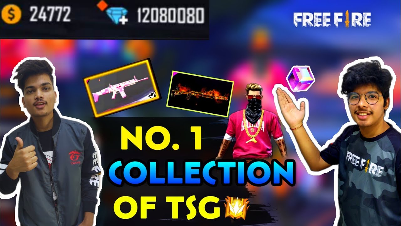 FreeFire ||Two side gamers Full Collection Review All Weapons , Bundles , Diamonds || Live Reaction