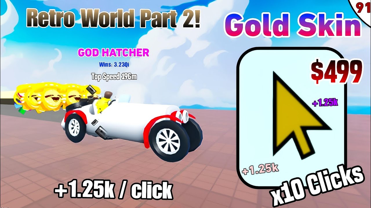 Retro Event World Part 2 | Gold Skin x10 Clicks - NEW PETS & Race Clicker Roblox #90