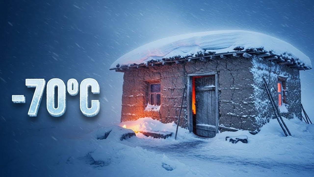 Old Woman Sleeping Peacefully by the Fire in a Snowbound Home