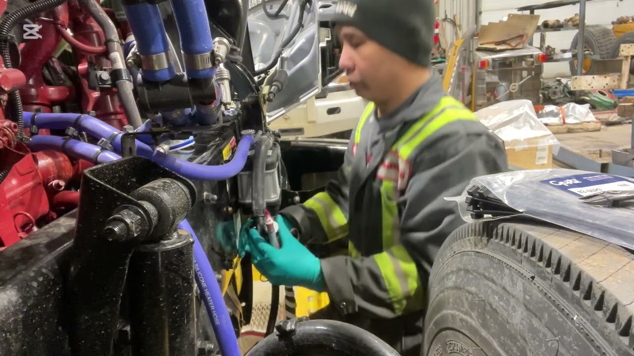 Winter season installing engine webasto coolant heater.