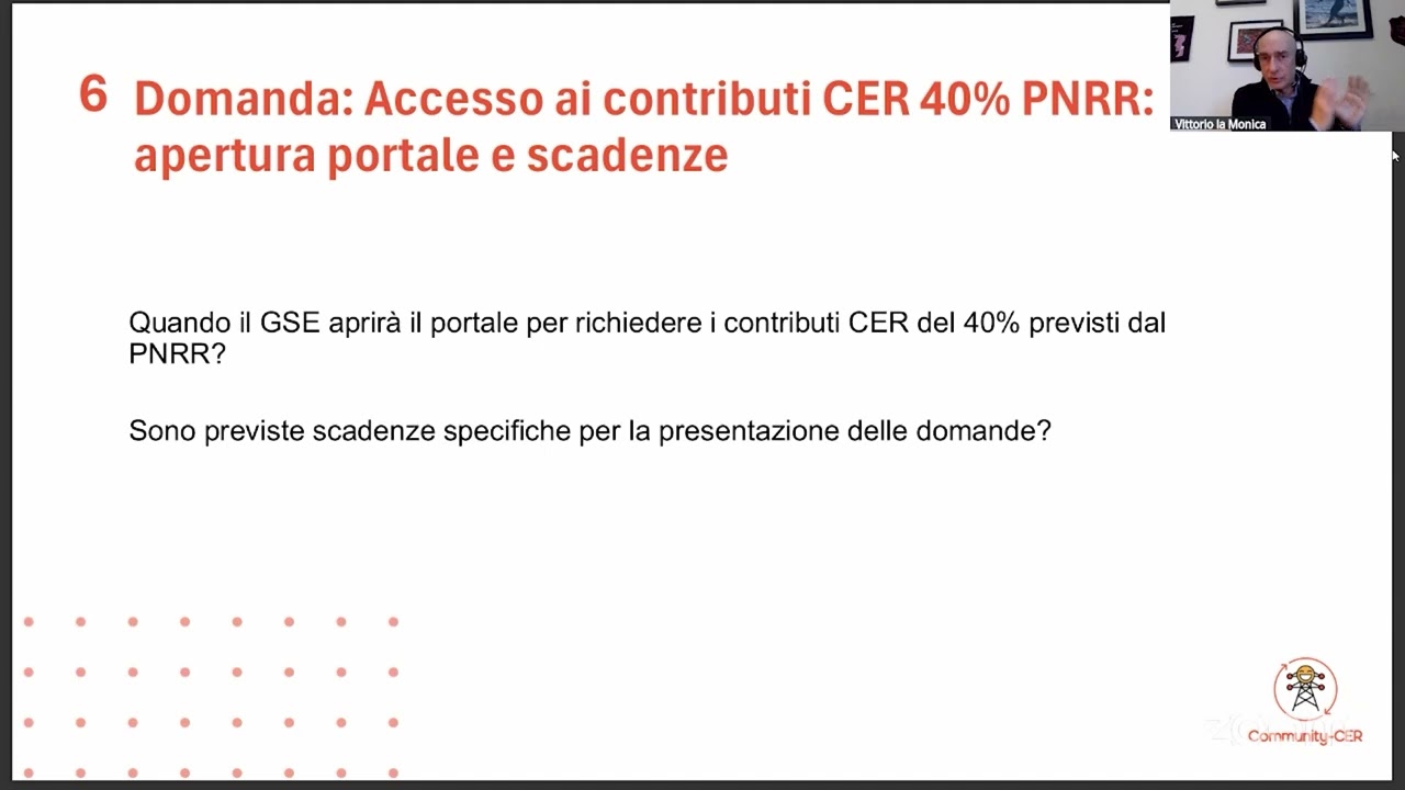 Accesso ai contributi CER 40% PNRR: apertura portale e scadenze
