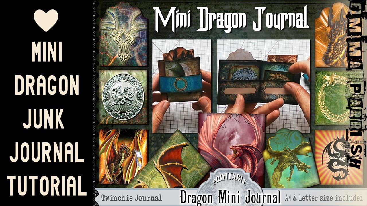 Mini Dragon Junk Journal Tutorial - Dragon Mini Book with Tags and Pockets