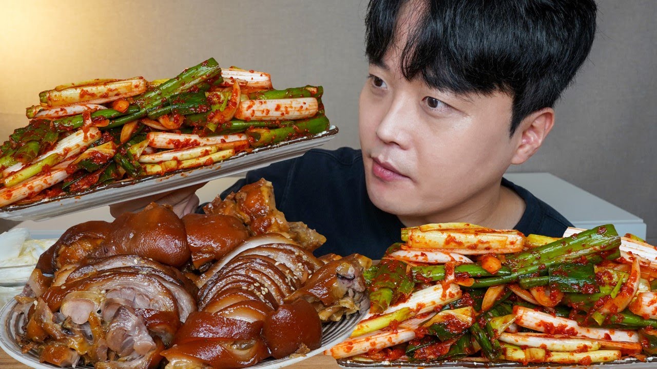족발 대파김치 백김치 요리 먹방 PIG'S FEET & GREEN ONION KIMCHI ASMR MUKBANG REAL SOUND EATING SHOW