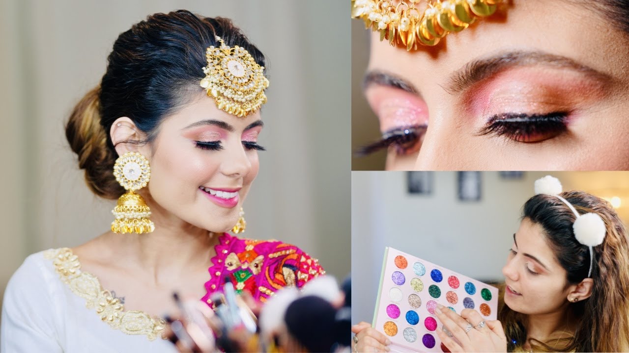 MY NEW GLITTER EYESHADOW PALETTE | SUBTLE PINK GLITTER LOOK | KIRAT STYLES & BEAUTY