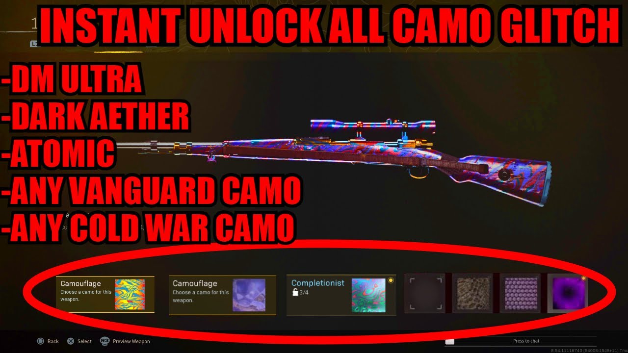 INSTANT UNLOCK ALL CAMO GLITCH! DM ULTRA/ATOMIC/DA! ATOMIC GLITCH VANGUARD/COLD WAR DM ULTRA GLITCH!
