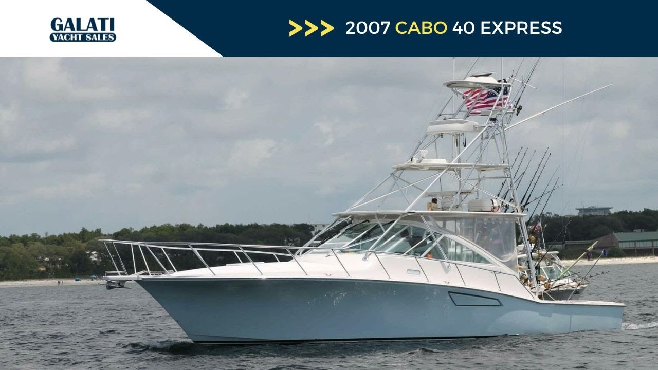 2007 Cabo 40 Express “Big Blue” For Sale – CAT C12s, Tuna Tower, Raymarine & Starlink