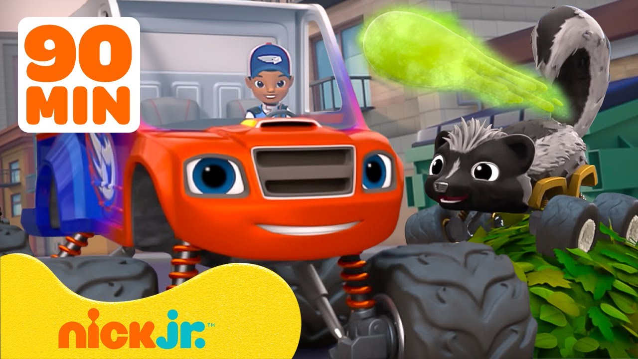 Blaze i mega maszyny | 90 minut ŚMIERDZĄCYCH misji i akcji ratunkowych ze skunksami! 🦨💨 | Nick Jr.