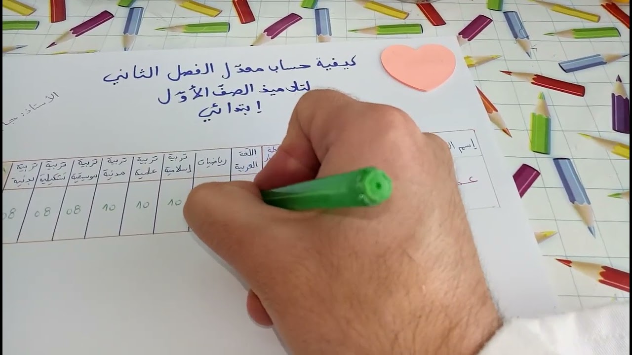 كيفية حساب معدل الفصل الثاني لتلاميذ الصف الأول ابتدائي.