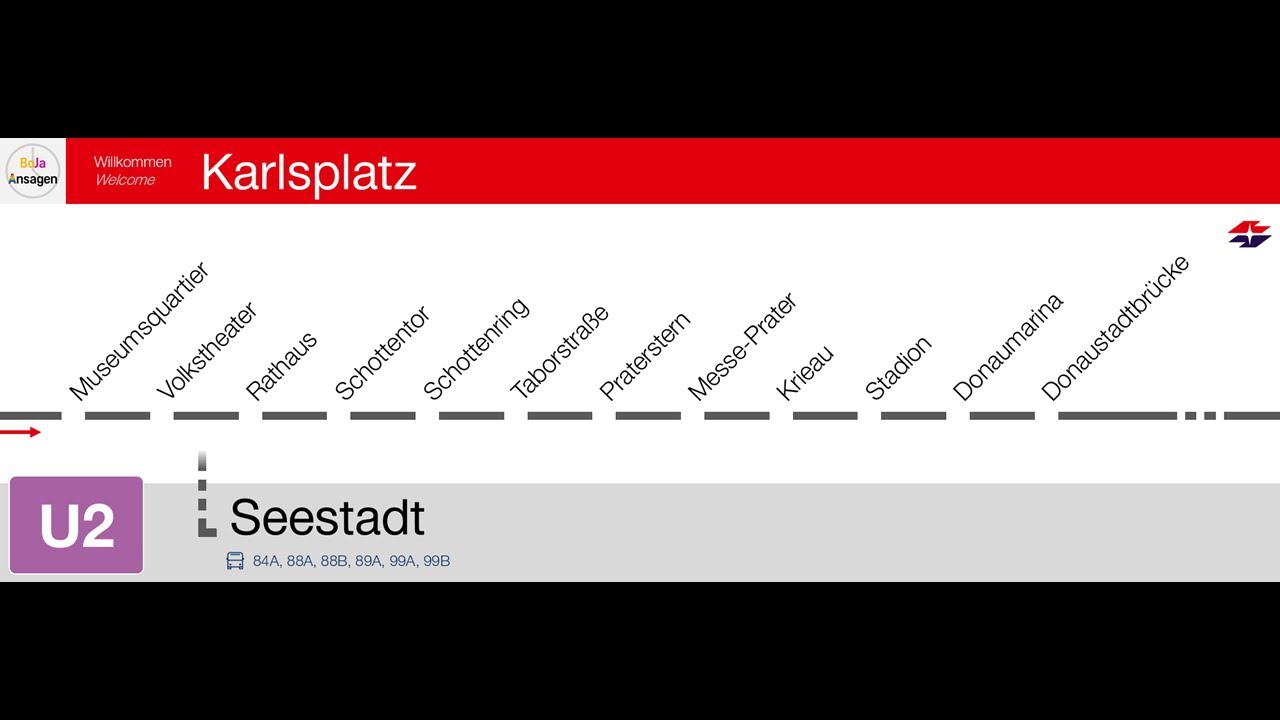 Wiener Linien Ansagen | U2 Wien Karlsplatz - Seestadt | 2025 | BoJa Ansagen