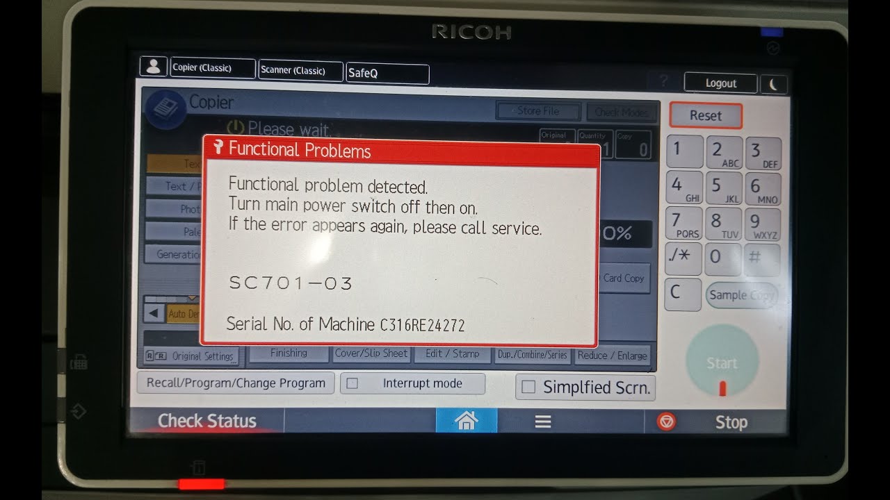 How to Fix SC701-03 Error on Ricoh MP 3555  Step-by-Step Guide
