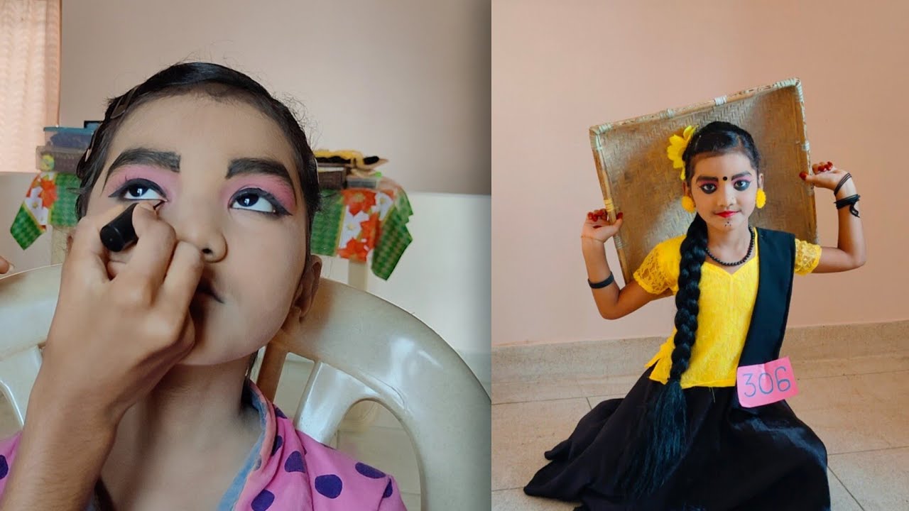 |Makeup|Folk dance makeup|Online youth festival|Simple makeup|Shiva rose|