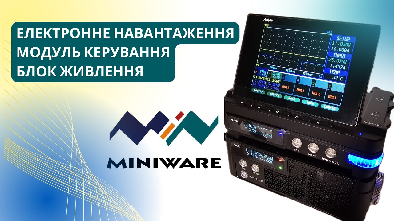 Комплект від Miniware. Електронне навантаження MDP-L1060, блок живлення MDP-P906 та дисплей MDP-M01