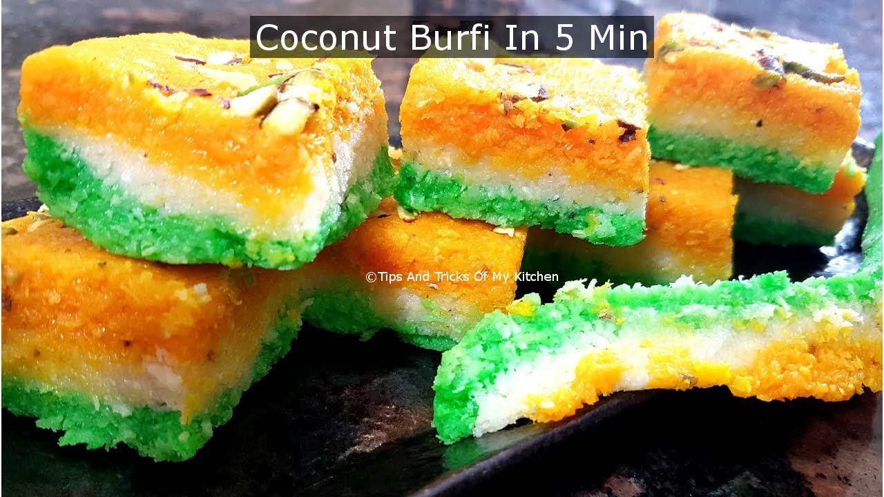Coconut Burfi Recipe In 5 Minutes | Coconut Barfi Recipe With Condensed Milk | Nariyal Burfi Recipe