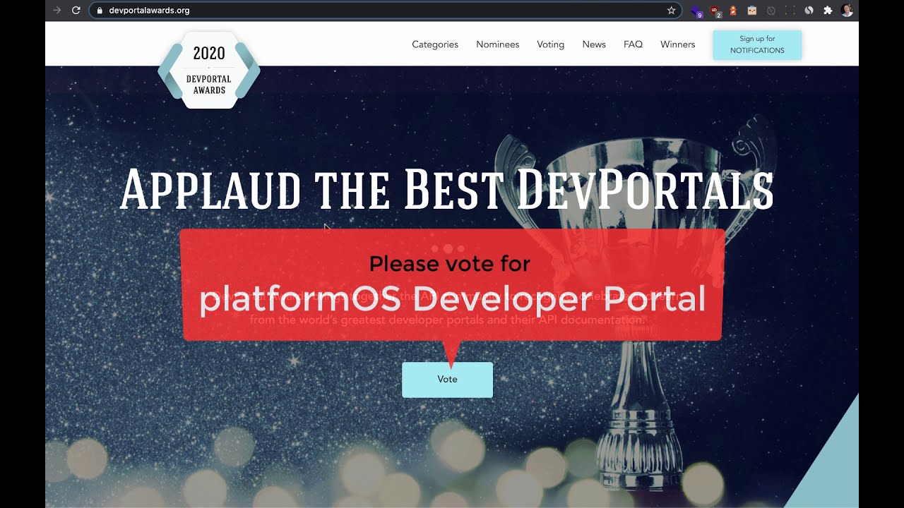 Devportal Awards, please review and vote for the platformOS Developer Portal