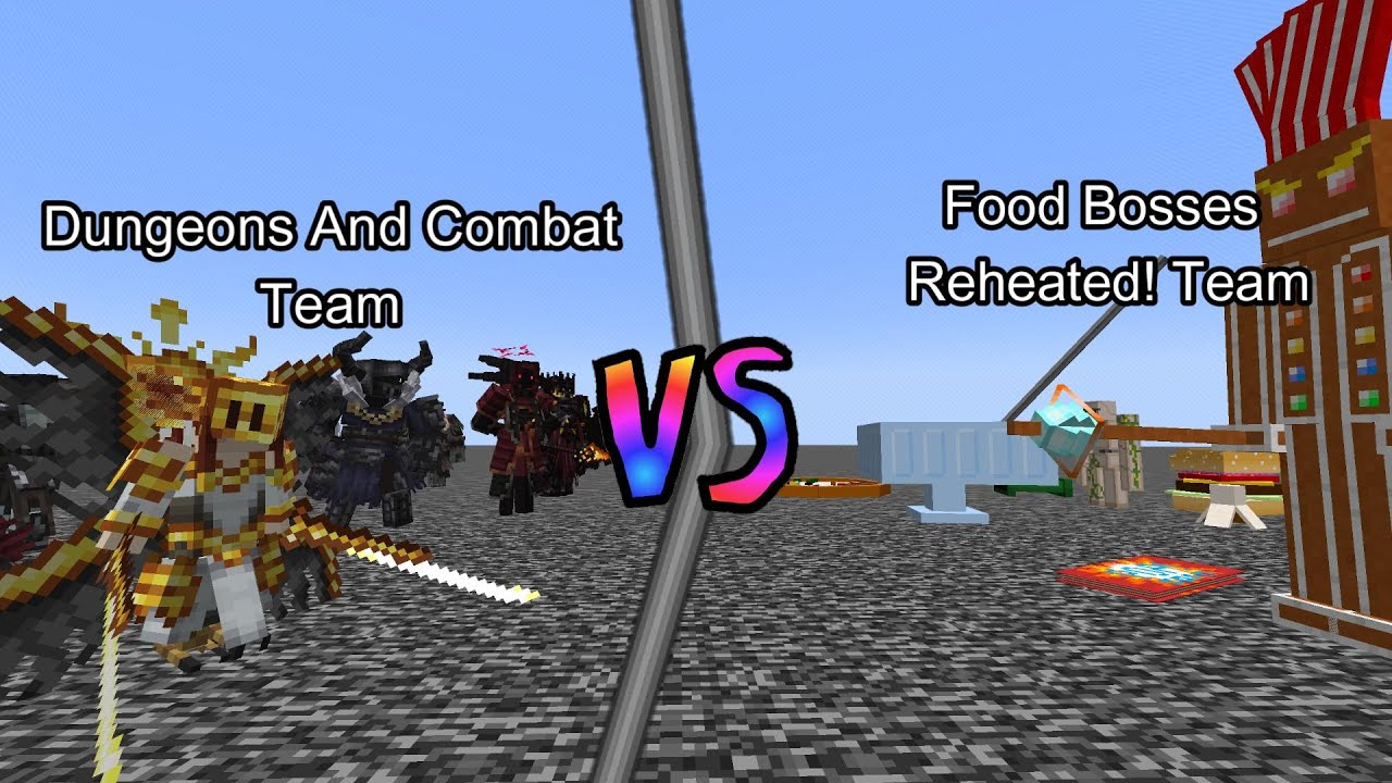 Dungeons And Combat Team vs Food Bosses: Reheated! Team | Minecraft  Mob Battle