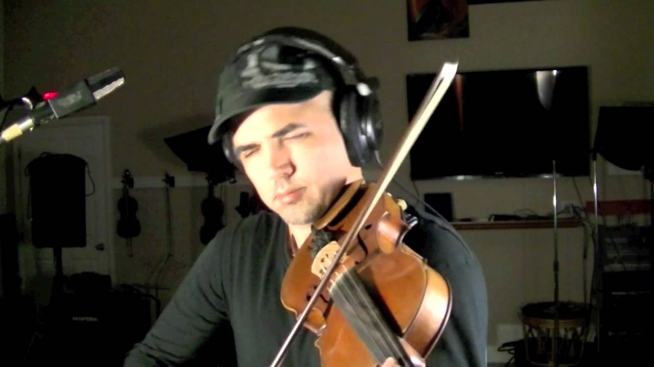 Pedro Alfonso recording a violin solo at Xtrings Studio, Miami