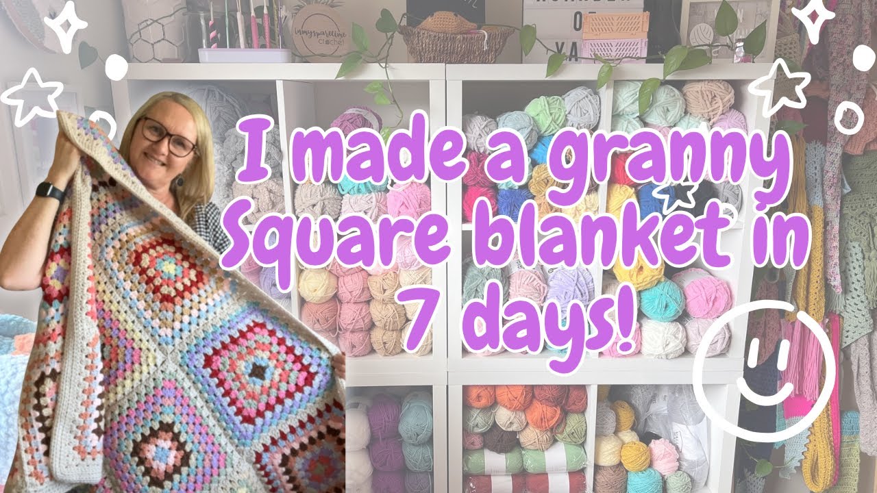 Эпизод 24. Делаем плед «бабушкин квадрат» за 7 дней! #crochetvlog #grannysquares