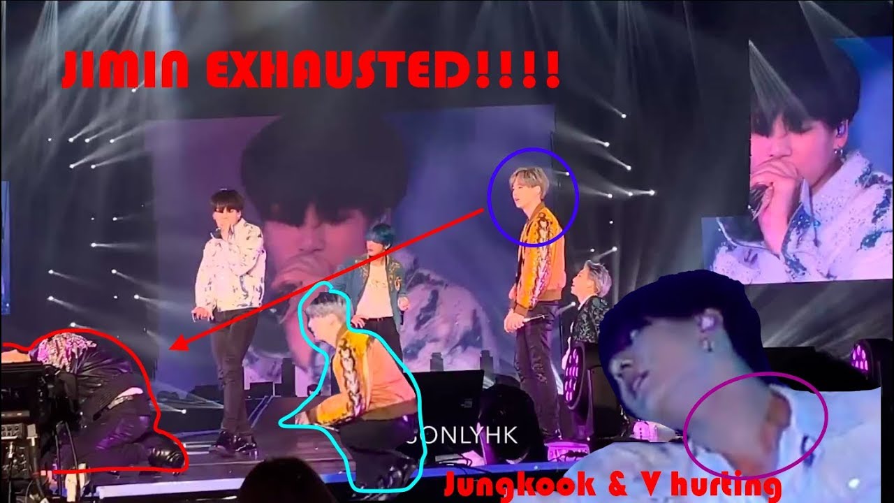 Jimin kneeled on the ground unexpectedly & Suga sweet and cute response   BTS Hardships at concerts