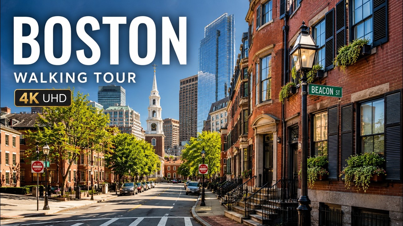 Boston Architecture Walk | Historic Streets & Beautiful City Views 4K
