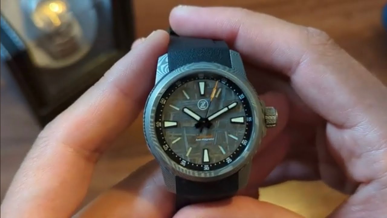 Zelos Aurora Damascus Meteorite Mod. A field watch unlike any other.