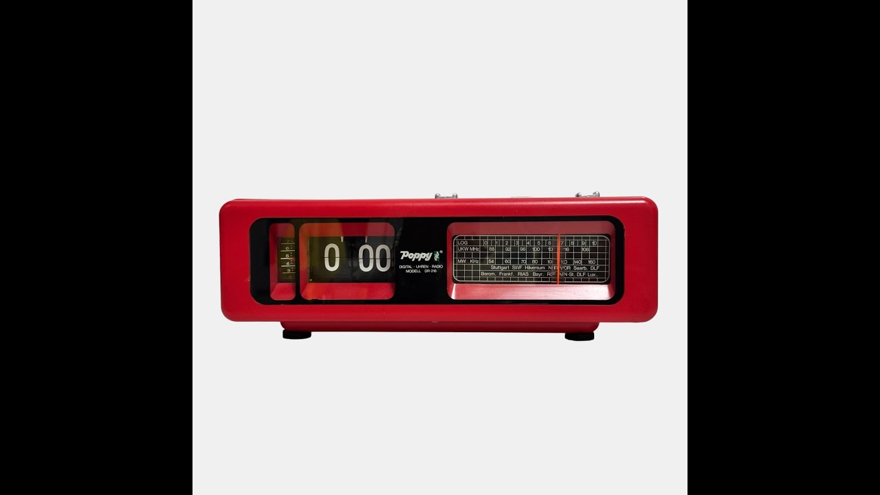 Poppy DR-216 Red Flip Clock Radio 1975 | German Vintage Design 