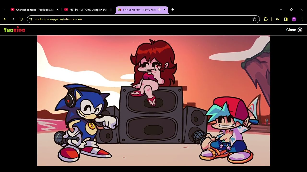 playing FNF Sonic Jam