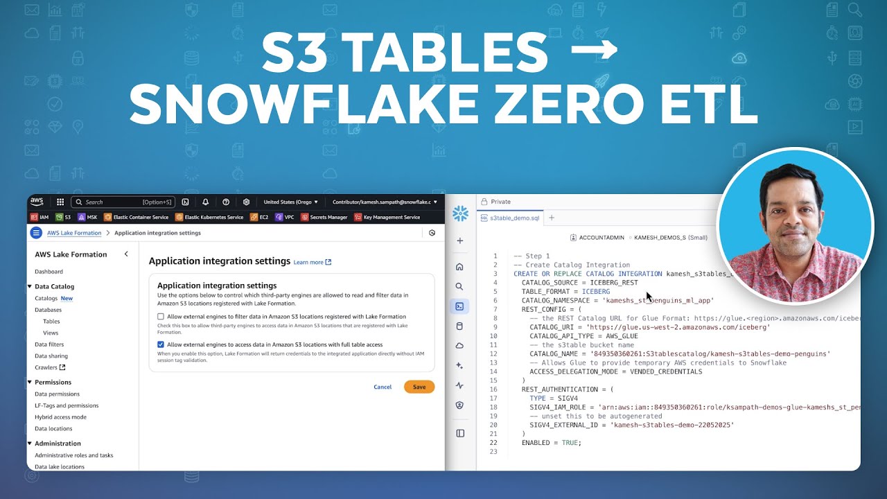AWS S3 Tables To Snowflake Using Zero-ETL Iceberg Integration