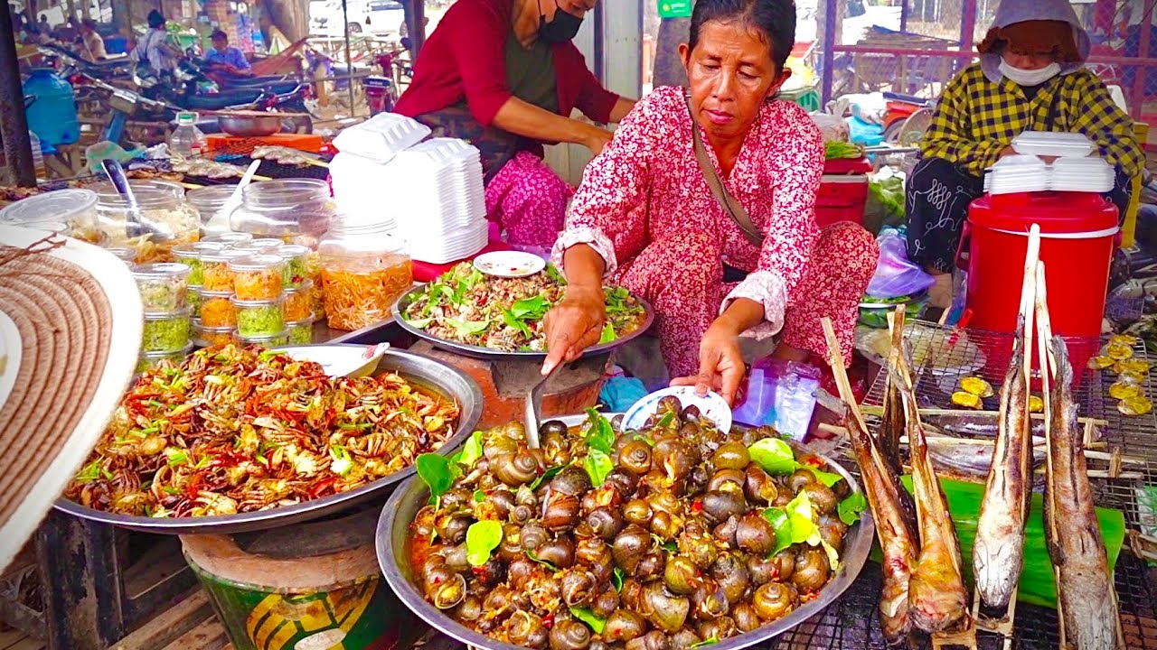 Amazing ! Best CAMBODIAN Countryside Street Food & SEA Festival TOUR