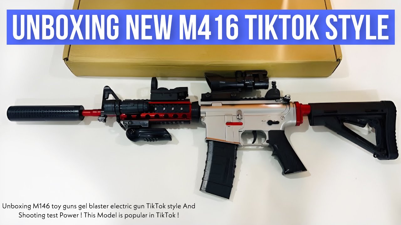 Unboxing M146 toy guns gel blaster electric gun TikTok style And Shooting test Power!