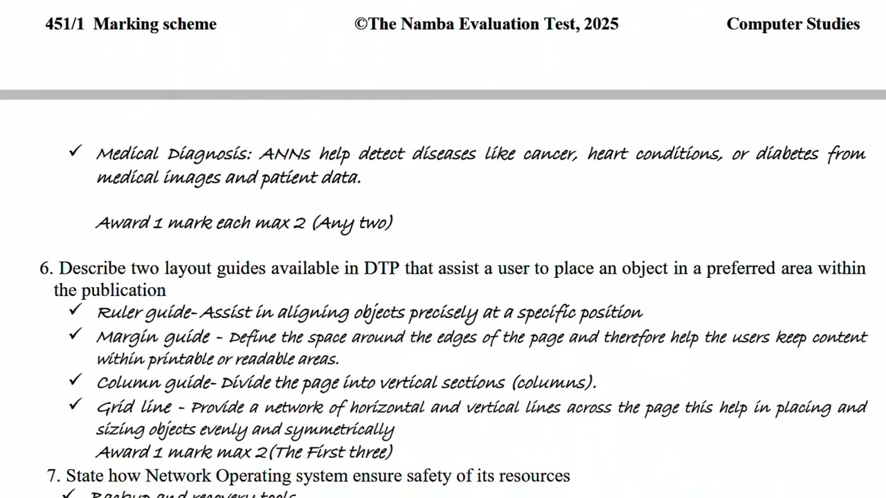NAMBA JOINT KCSE 2025 Computer  Studies  Paper 1 Prediction