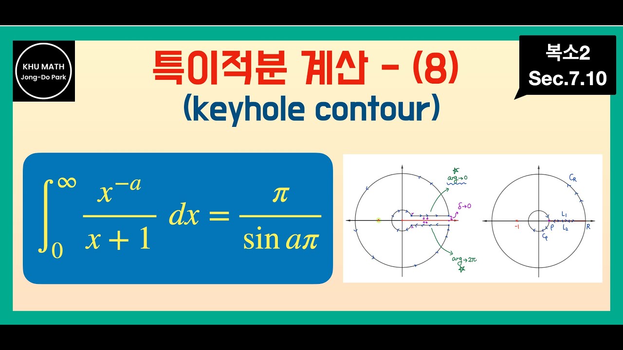 [복소2] 7.10. 특이적분 계산 - (8) : keyhole contour
