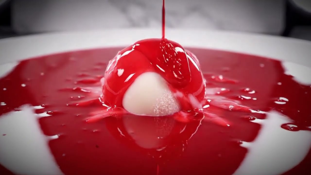 Luxury Strawberry Ruby Ice Cream ASMR | Glossy Red Drip & Velvet Swirl Mixing No Talking No Music