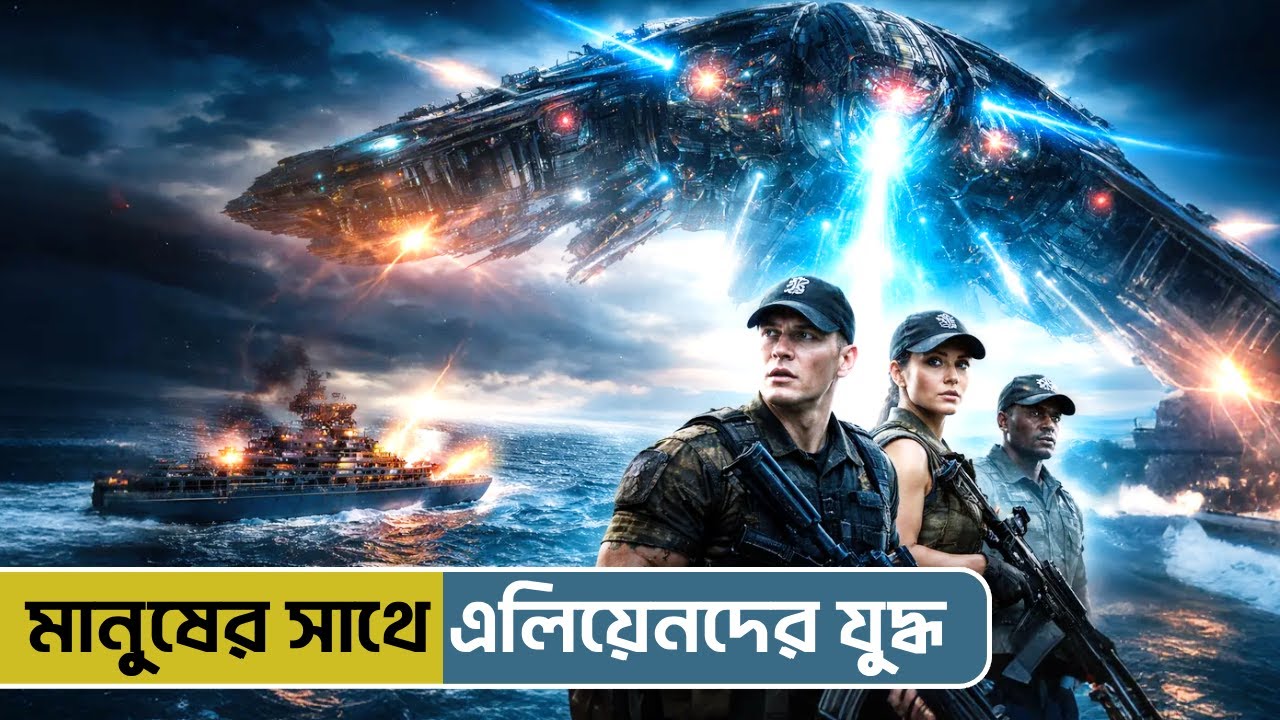 Alien Spaceship vs Human Navy. Battleship Movie Explained Bangla. 