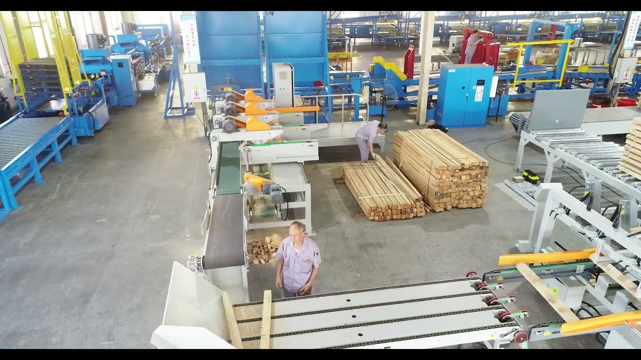 3 heads trim saw with stacking line