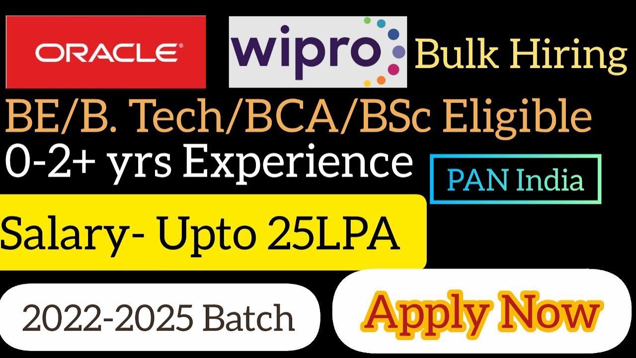🔥Oracle Software Developer 1 & Wipro WILP 2025 | Freshers Hiring | BCA BSc IT #jobs #freshersjobs
