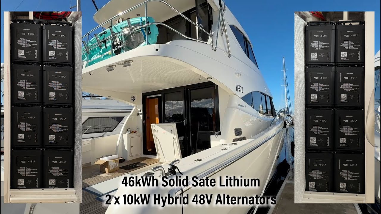 Fishing boat on Abrolhos Reef 5 days No Genset 46kWh Solid State Lithium 2 x 10kW Hybrid Alternators