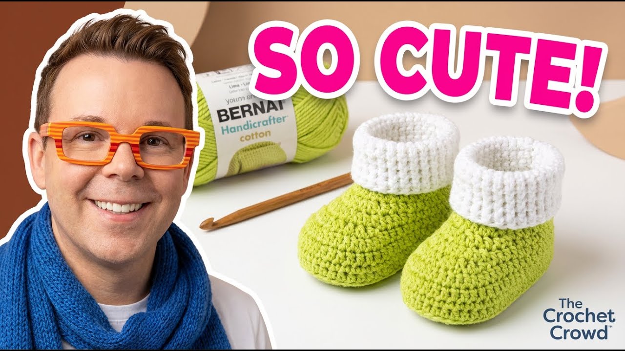 Crochet Rolled Down Baby Booties