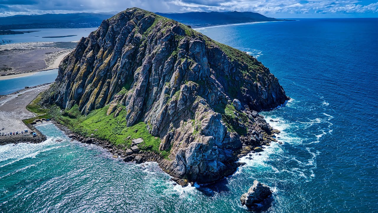 Coastal Cliff Aerial | Ocean Waves & Rocky Mountain
