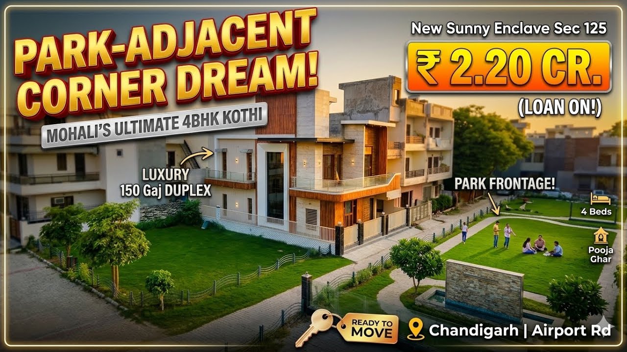 Park-Facing CORNER Kothi near Chandigarh | 4BHK 150 Gaj Luxury Duplex House for Sale
