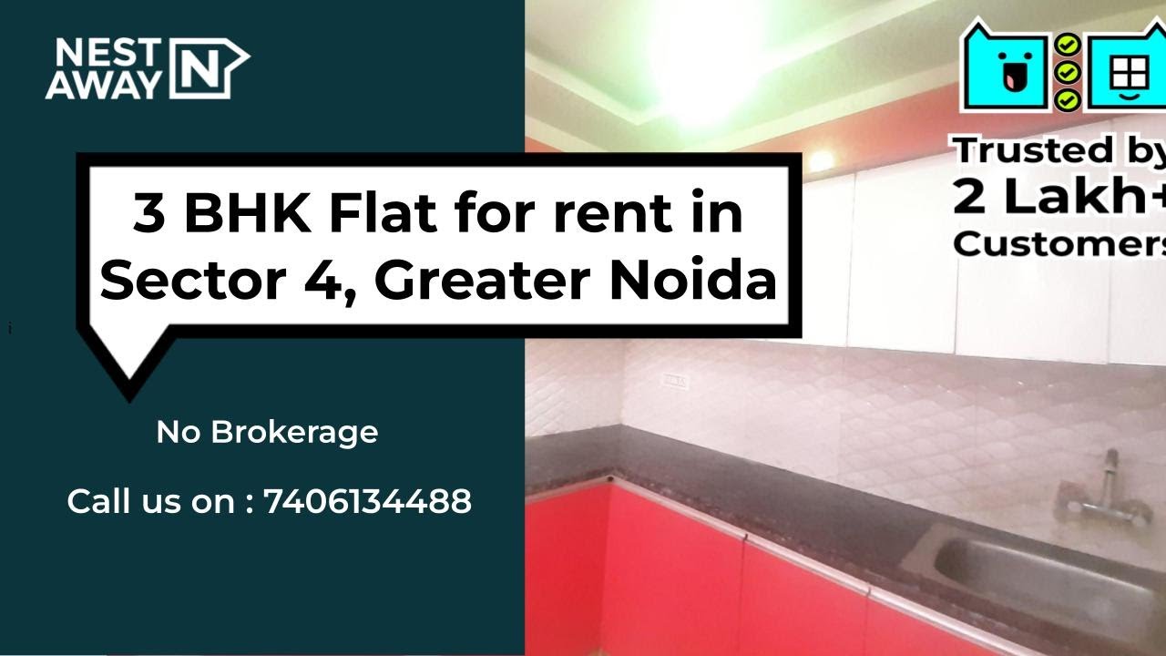 3 BHK Flat for rent in Greater Noida | Sector 4 | Bachelors/Family | No Brokerage | 7406134488