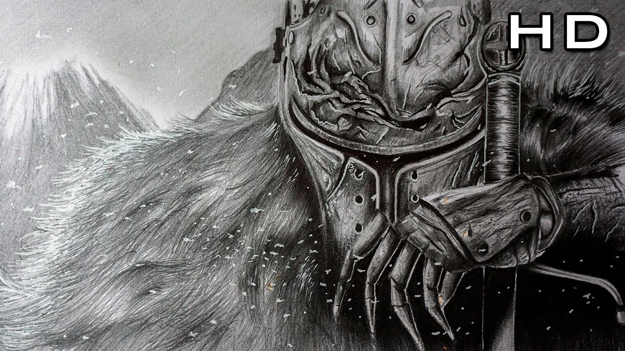 Cómo Dibujar un Guerrero Medieval a Lápiz Paso a Paso - Dark Souls