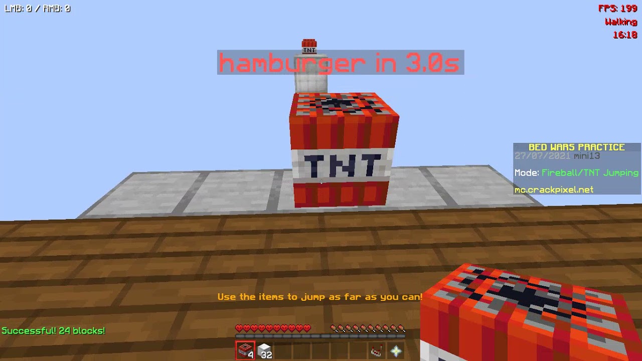 how to do a tnt jump in crack hypixel server :3